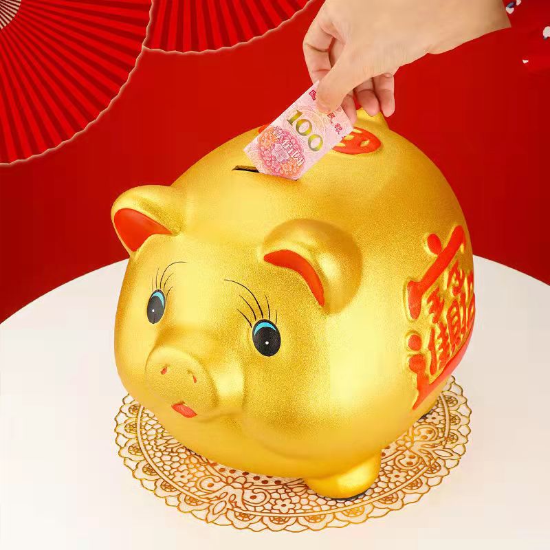 Keramik-Sparschwein mit Glücksschweinmotiv, großes Fassungsvermögen, Aufbewahrungsbox für Kinder, niedliches Schweinchen-Sparschwein aus Glas, Geschenkidee für Kinder