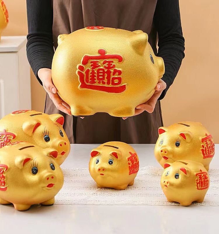 Keramik-Sparschwein mit Glücksschweinmotiv, großes Fassungsvermögen, Aufbewahrungsbox für Kinder, niedliches Schweinchen-Sparschwein aus Glas, Geschenkidee für Kinder