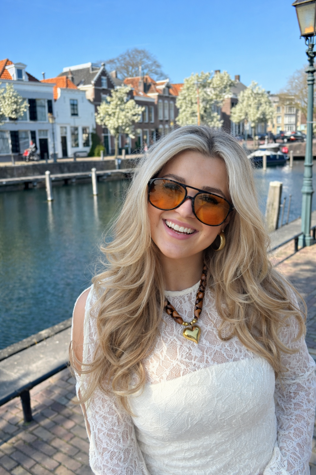 Überdimensionale Aviator-Sonnenbrille mit orangefarbenen Gläsern und UV-Schutz | Brehn