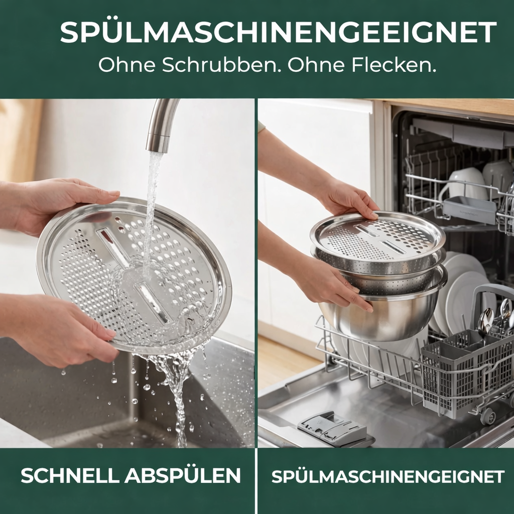 3-in-1 Rührschüssel-Set Edelstahl mit Reibe und Sieb | Brehn