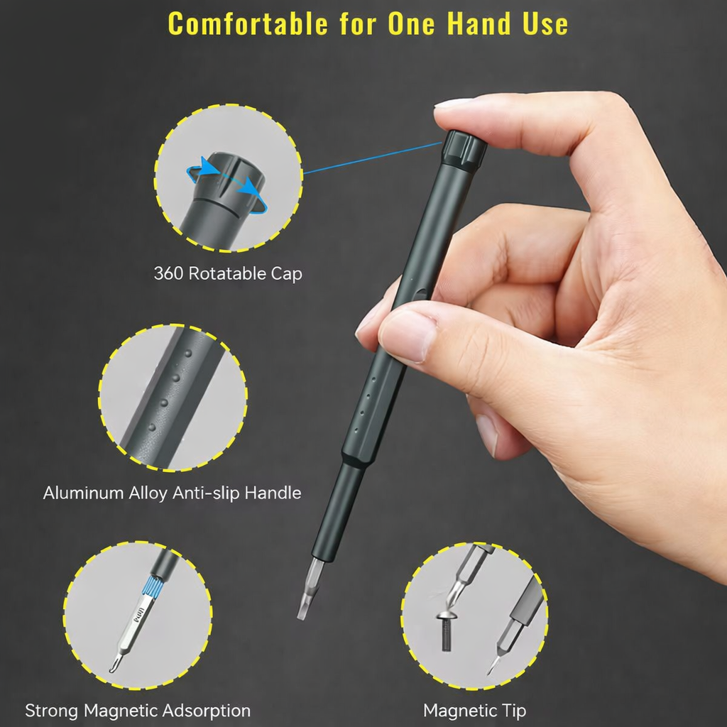 PowerGlide 40-in-1 Mini Elektroschraubendreher — Perfekte Kontrolle für makellose, stressfreie Reparaturen | Brehn