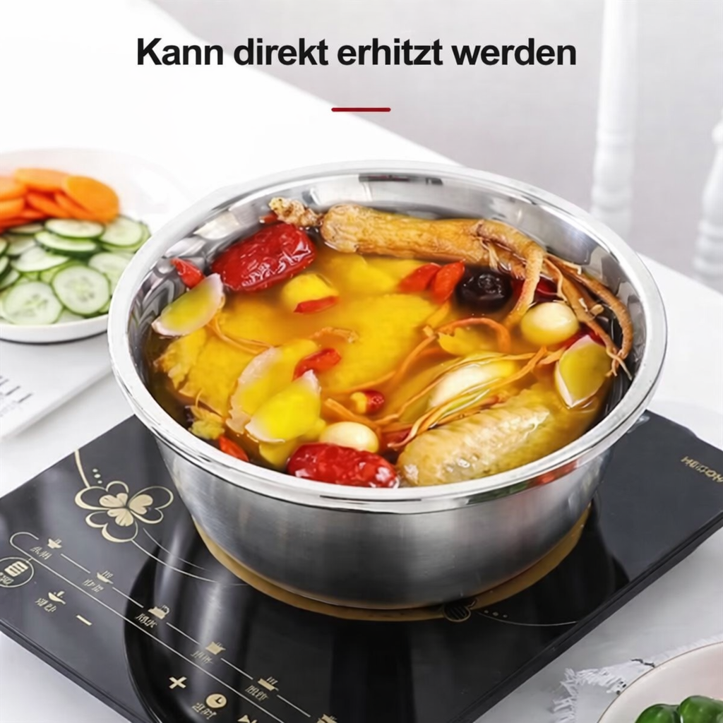 3-in-1 Rührschüssel-Set Edelstahl mit Reibe und Sieb | Brehn