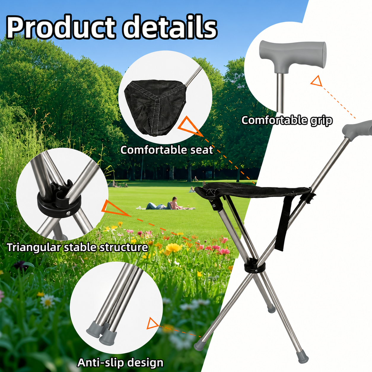 2-in-1 Gehstock mit Sitz | Brehn