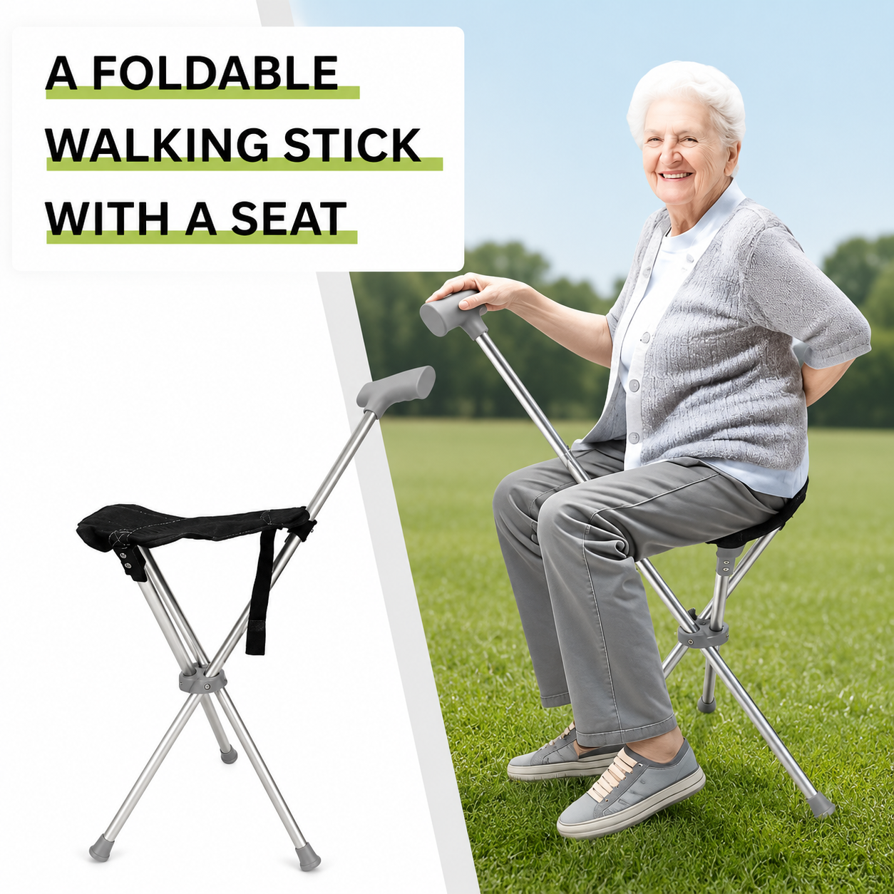 2-in-1 Gehstock mit Sitz | Brehn