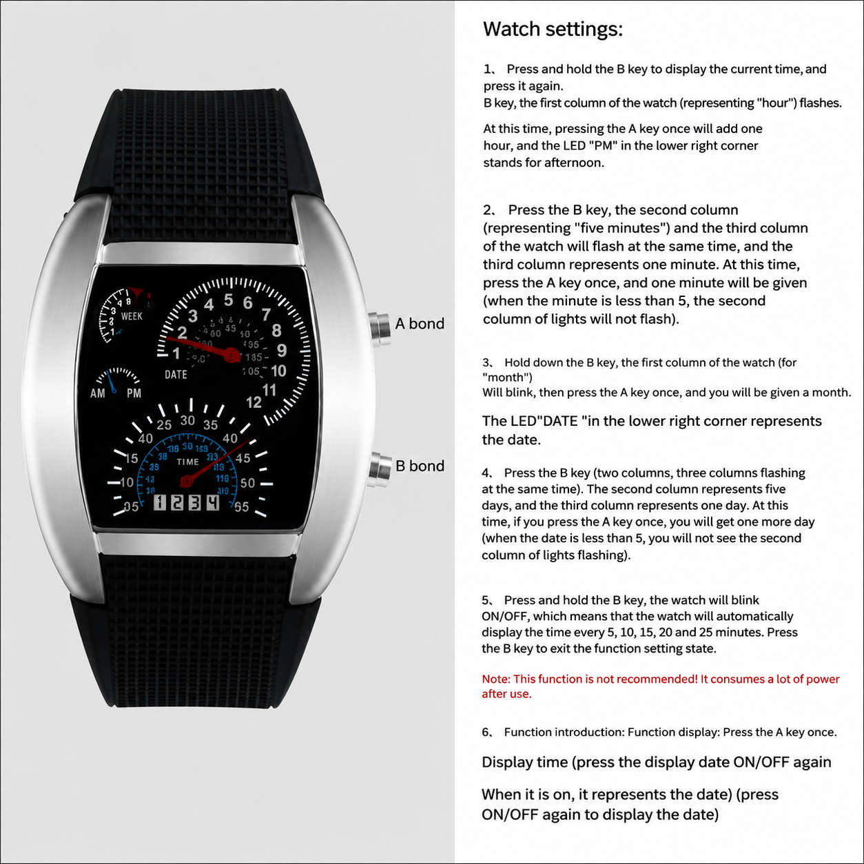 Rennuhr LED Digitale Sportuhr mit Armband | Brehn