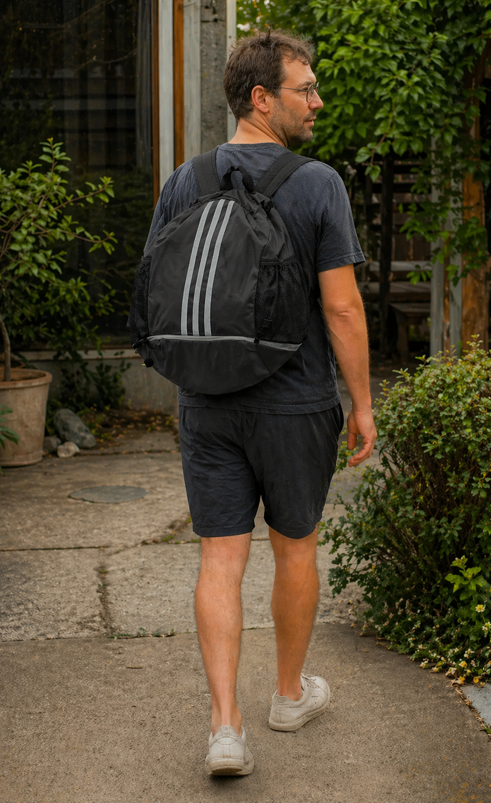 Großer Nylon-Rucksack mit Kordelzug