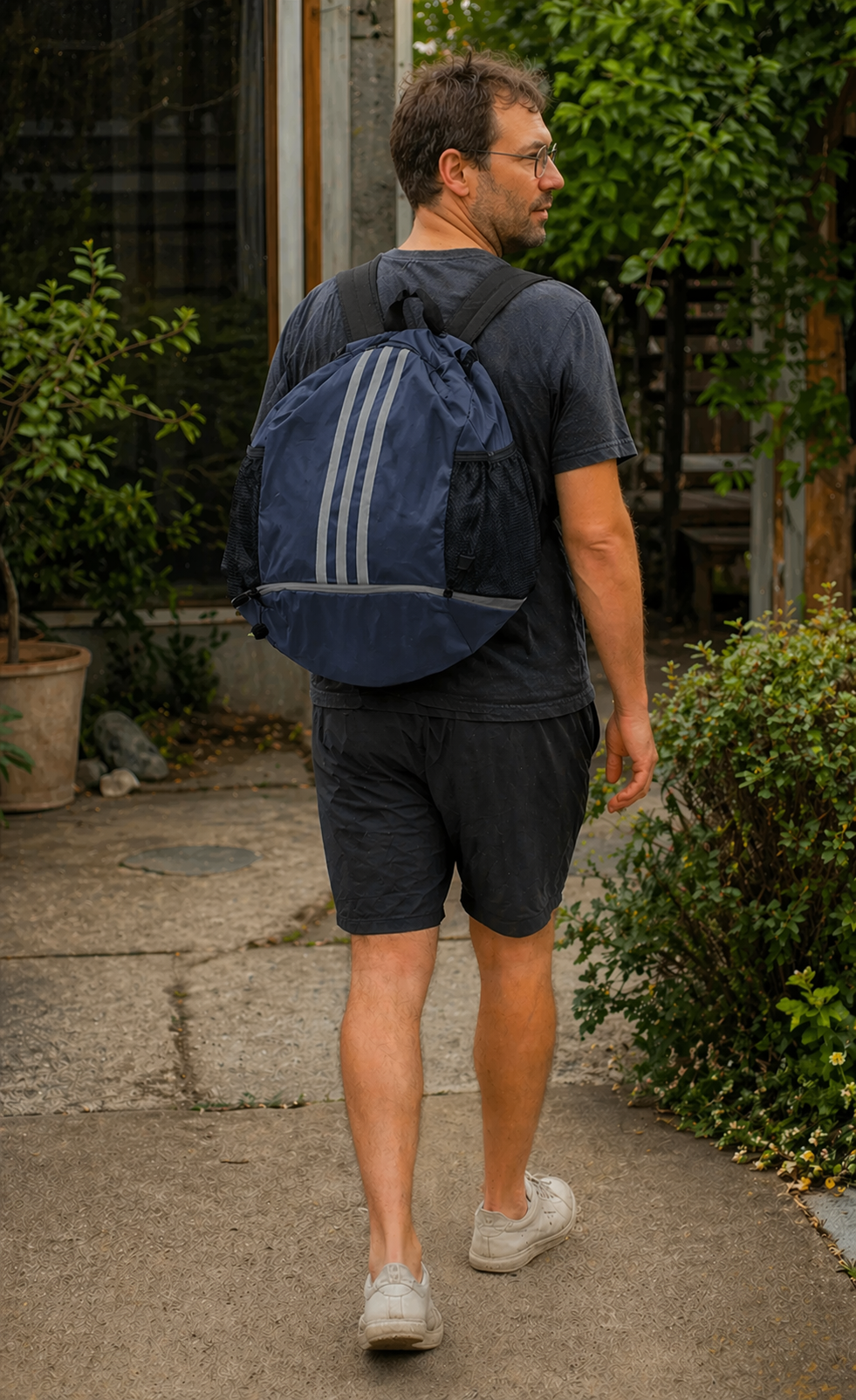 Großer Nylon-Rucksack mit Kordelzug