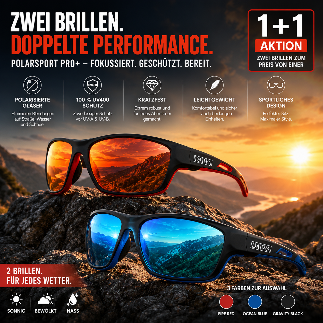 Herren Sport-Sonnenbrille mit polarisierten Gläsern | Brehn