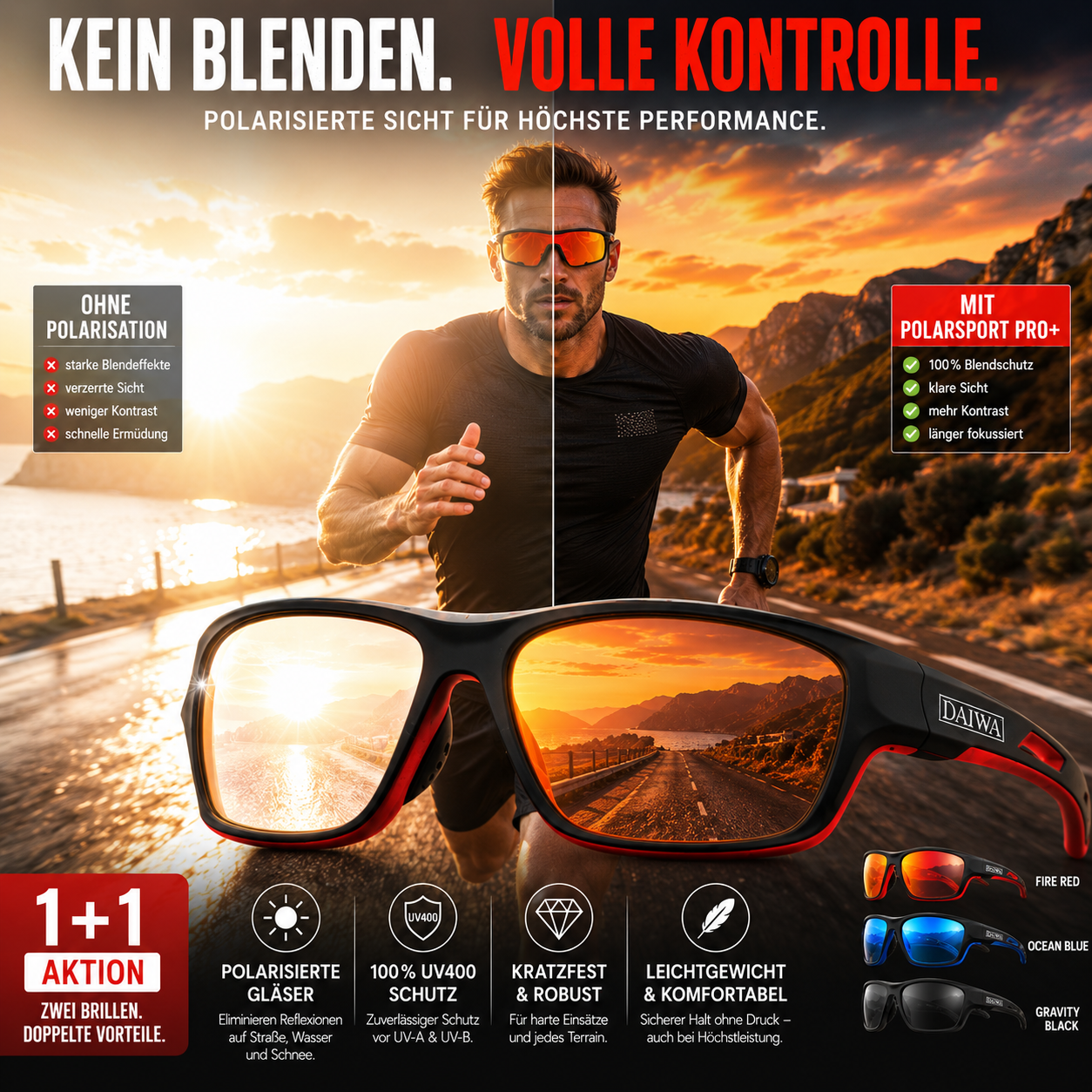 Herren Sport-Sonnenbrille mit polarisierten Gläsern | Brehn