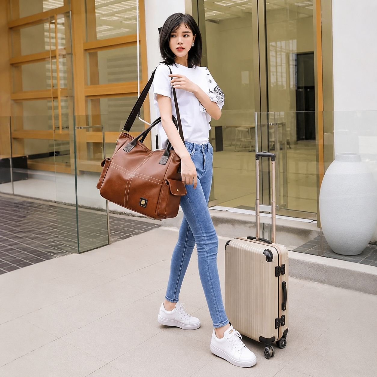 Große Reisetasche für Damen mit Schultergurt | Brehn