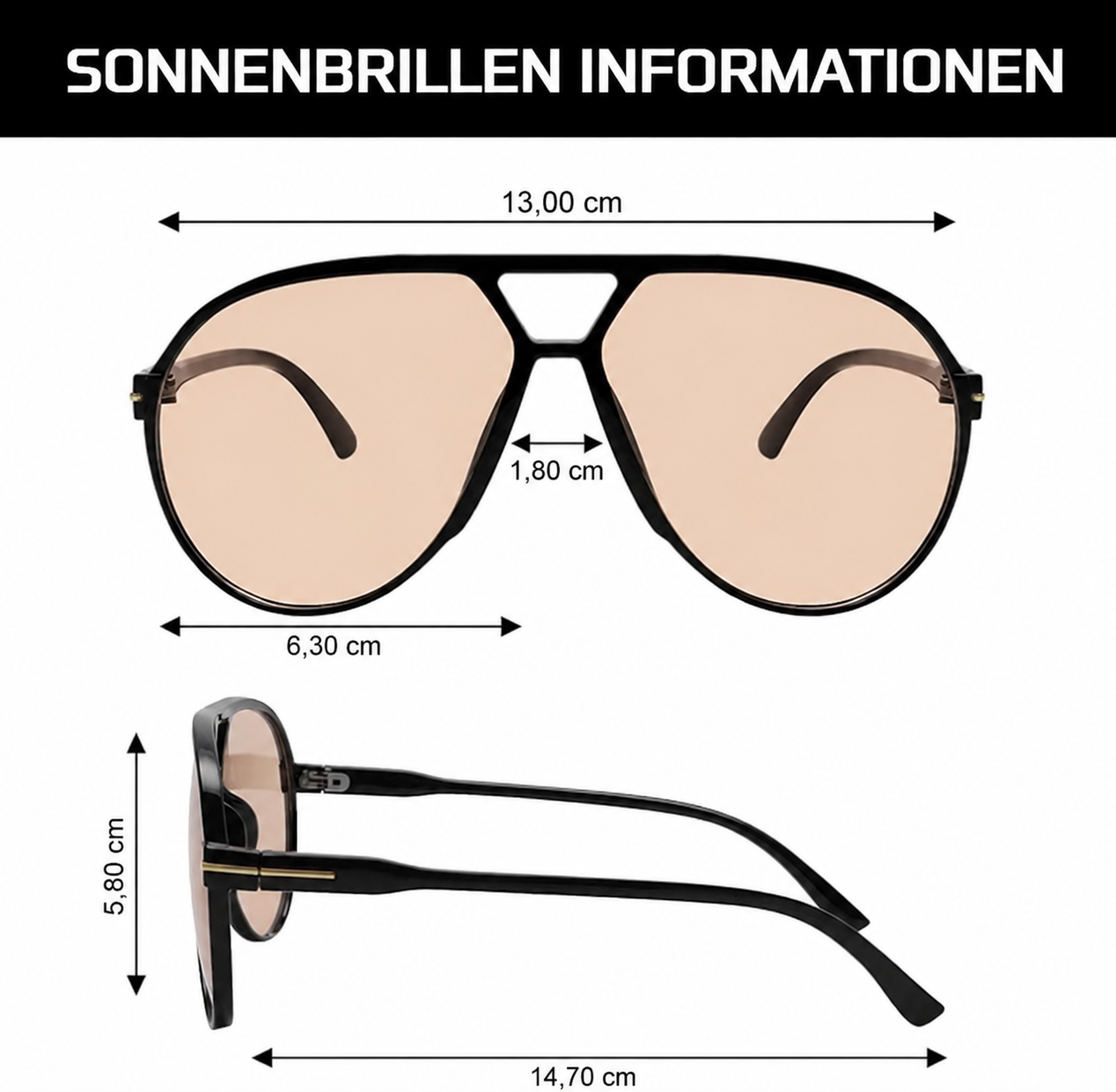 Aviator Oversize Sonnenbrille Retro UV400 | Brehn