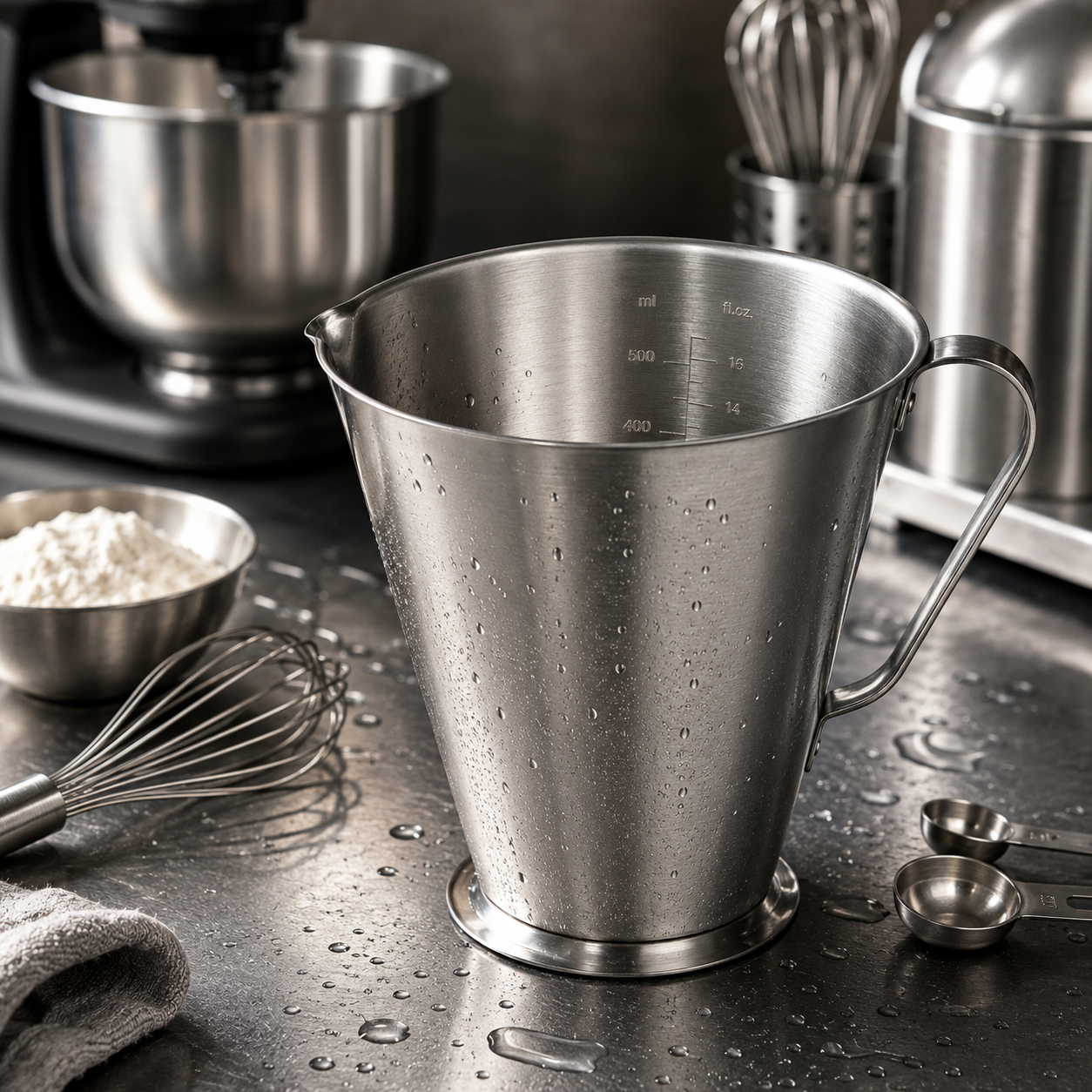 Messbecher Edelstahl 0,5 L mit Innenmarkierung | Brehn