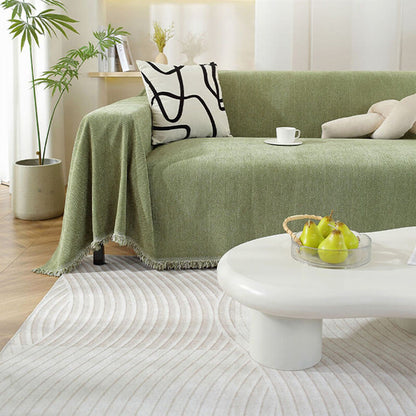 Chenille Decke Fischgrät Quasten Sofaüberwurf