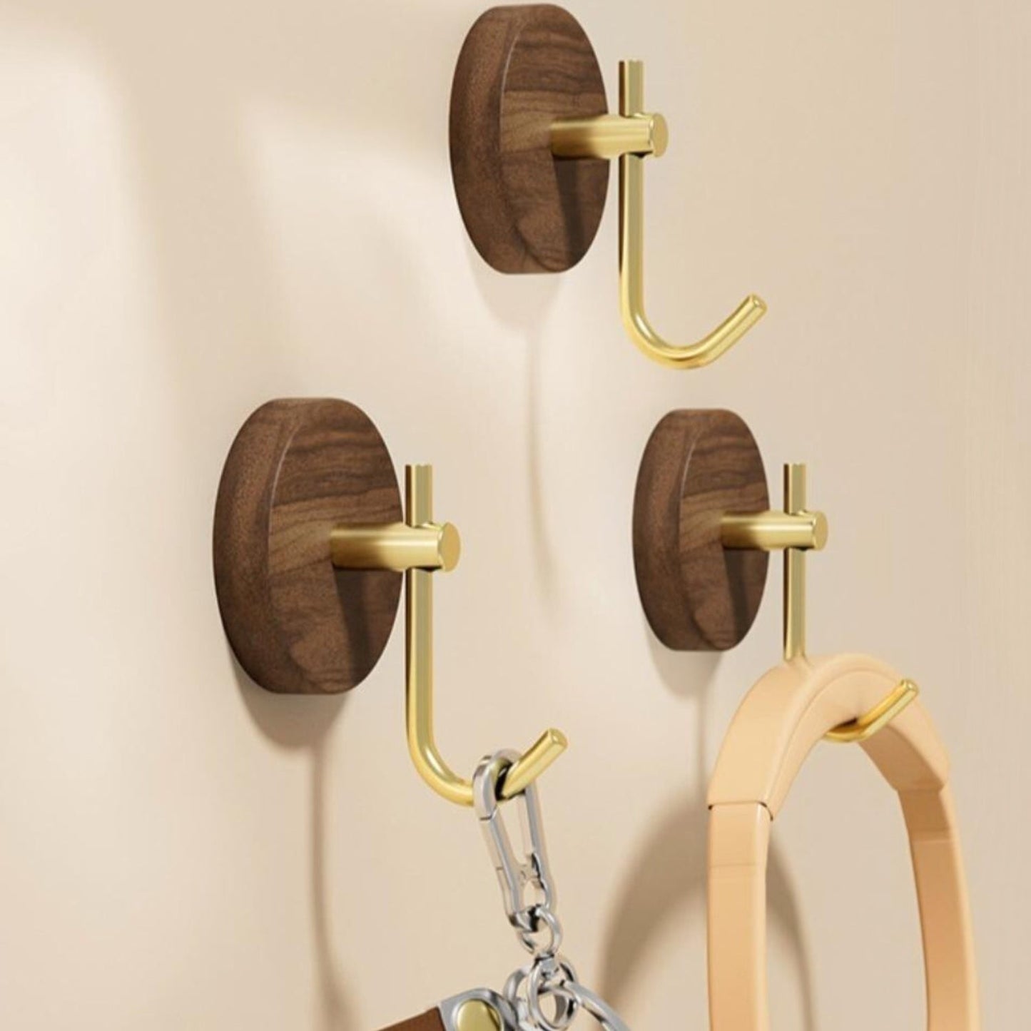 Schicker runder selbstklebender Wandhaken aus Holz