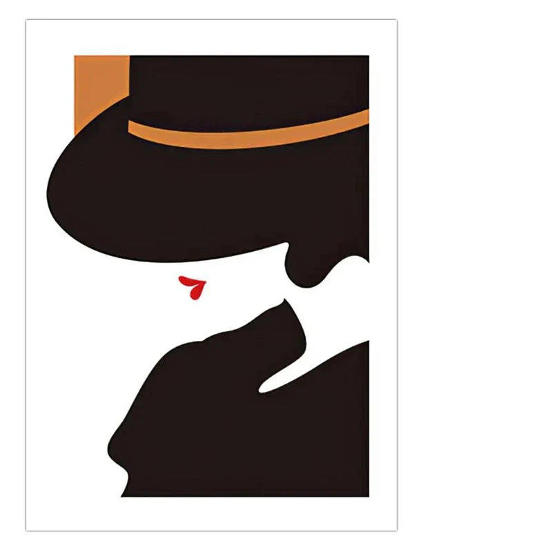 Big Hat Fashion Chic Lady Wandkunst Fine Art Leinwanddrucke Bilder Für Wohnzimmer Schlafzimmer Esszimmer Salon Boutique Kunst Dekor