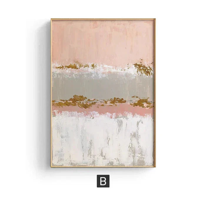 Chic Abstrakte Goldene Rosa Wandkunst Feine Kunst Leinwanddrucke Moderne Bilder Für Zeitgenössisches Wohnzimmer Schlafzimmer Hotelzimmer Kunstdekor