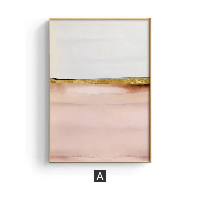 Chic Abstrakte Goldene Rosa Wandkunst Feine Kunst Leinwanddrucke Moderne Bilder Für Zeitgenössisches Wohnzimmer Schlafzimmer Hotelzimmer Kunstdekor
