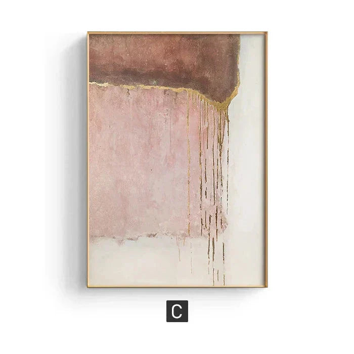 Chic Abstrakte Goldene Rosa Wandkunst Feine Kunst Leinwanddrucke Moderne Bilder Für Zeitgenössisches Wohnzimmer Schlafzimmer Hotelzimmer Kunstdekor