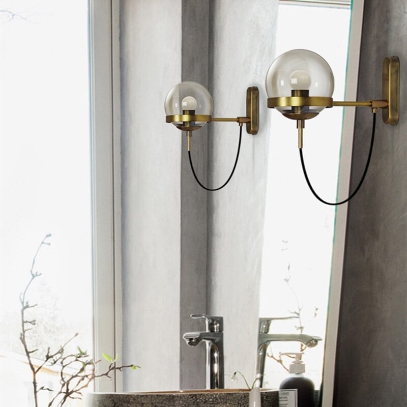 Chic Design Wand Nachttischlampe Wandleuchte mit Glasballschirm | Brehn