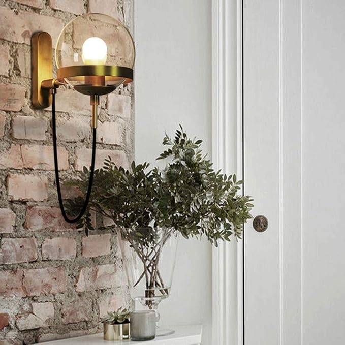 Chic Design Wand Nachttischlampe Wandleuchte mit Glasballschirm | Brehn