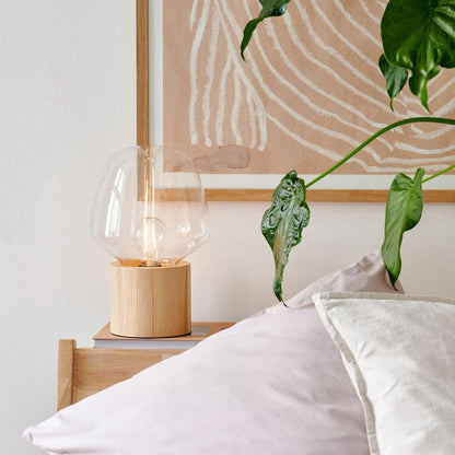 Brehn | Elegante Holzlampe mit Glasschüssel – Stilvolle Ergänzung für jedes Interieur