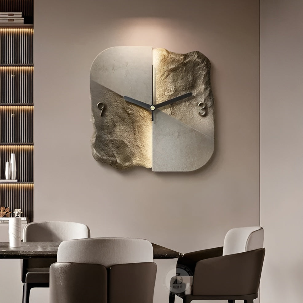 Wanduhr aus Sandstein – Modernes 3D-Design | Dekoratives Accessoire für Wohnzimmer und Büros