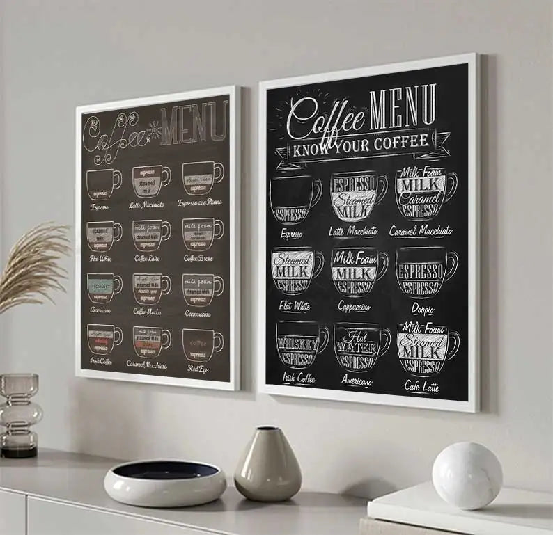 Kaffeekenner Wandkunst Fine Art Leinwanddrucke Schwarz Weiß Kaffee Menü Poster Bilder Für Küche Diner Cafeteria Kunst Dekor