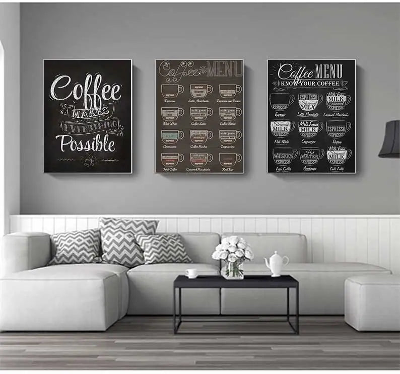 Kaffeekenner Wandkunst Fine Art Leinwanddrucke Schwarz Weiß Kaffee Menü Poster Bilder Für Küche Diner Cafeteria Kunst Dekor