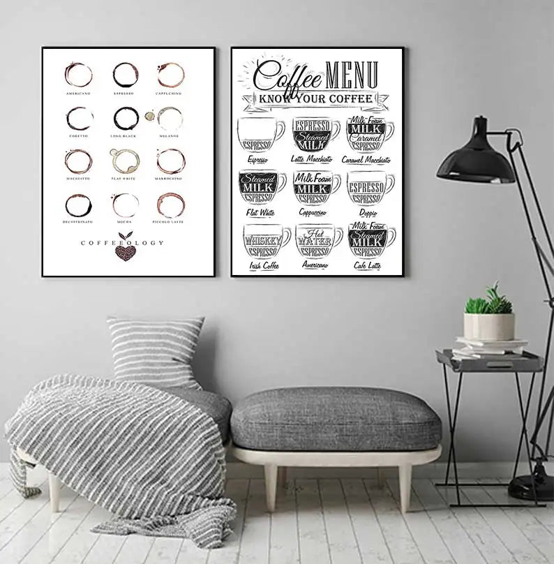 Kaffee Connaisseur Wandkunst Fein Kunst Leinwanddrucke Schwarz Weiß Kaffee Menü Poster Bilder Für Küche Diner Kaffeehaus Café Kunst Dekor | Brehn