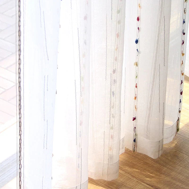 Bunte stereoskopische gestickte transparente Gardine | Brehn