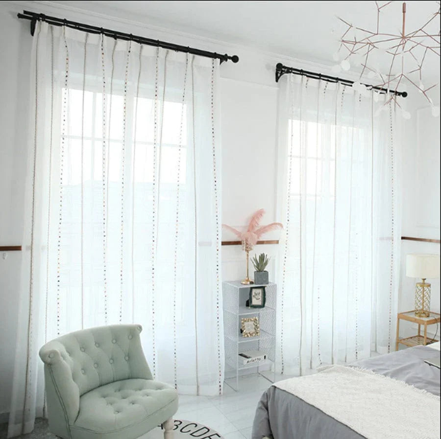 Bunte stereoskopische gestickte transparente Gardine | Brehn