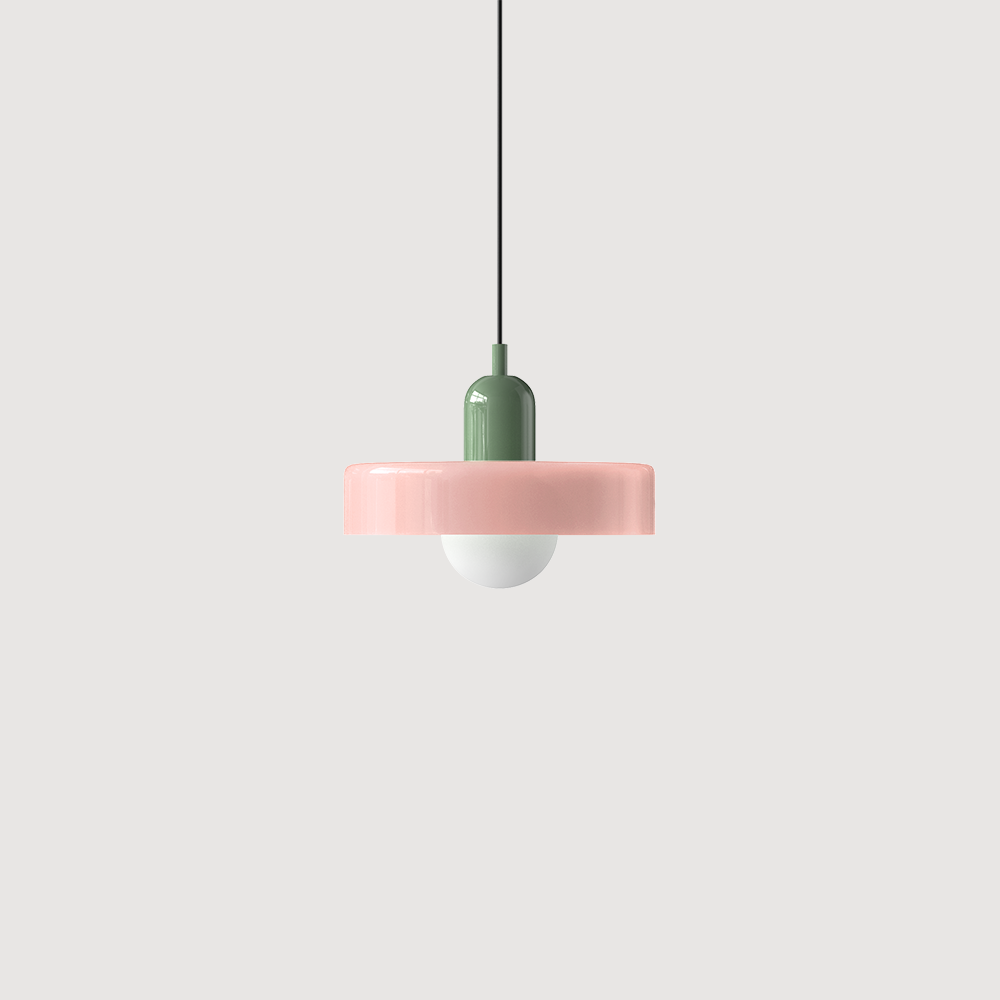 Bunte Glas-Pendelleuchte im Bauhaus-Stil