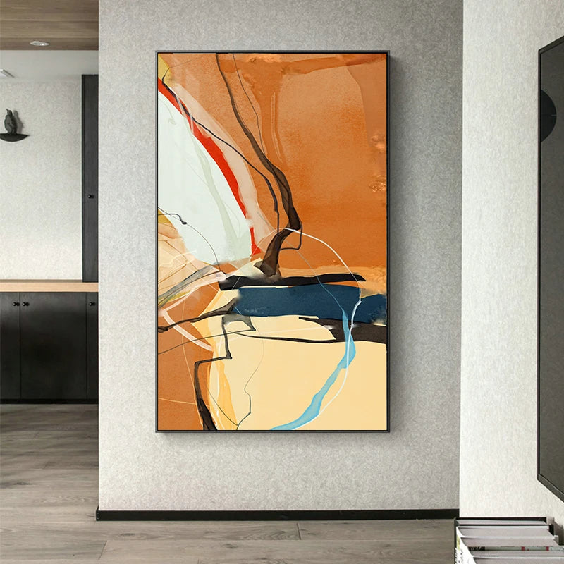 Farbenfrohe skandinavische abstrakte Wandkunst Fine Art Leinwanddrucke Moderne Bilder für Apartment Wohnzimmer Foyer Eingangsbereich Kunst Dekor