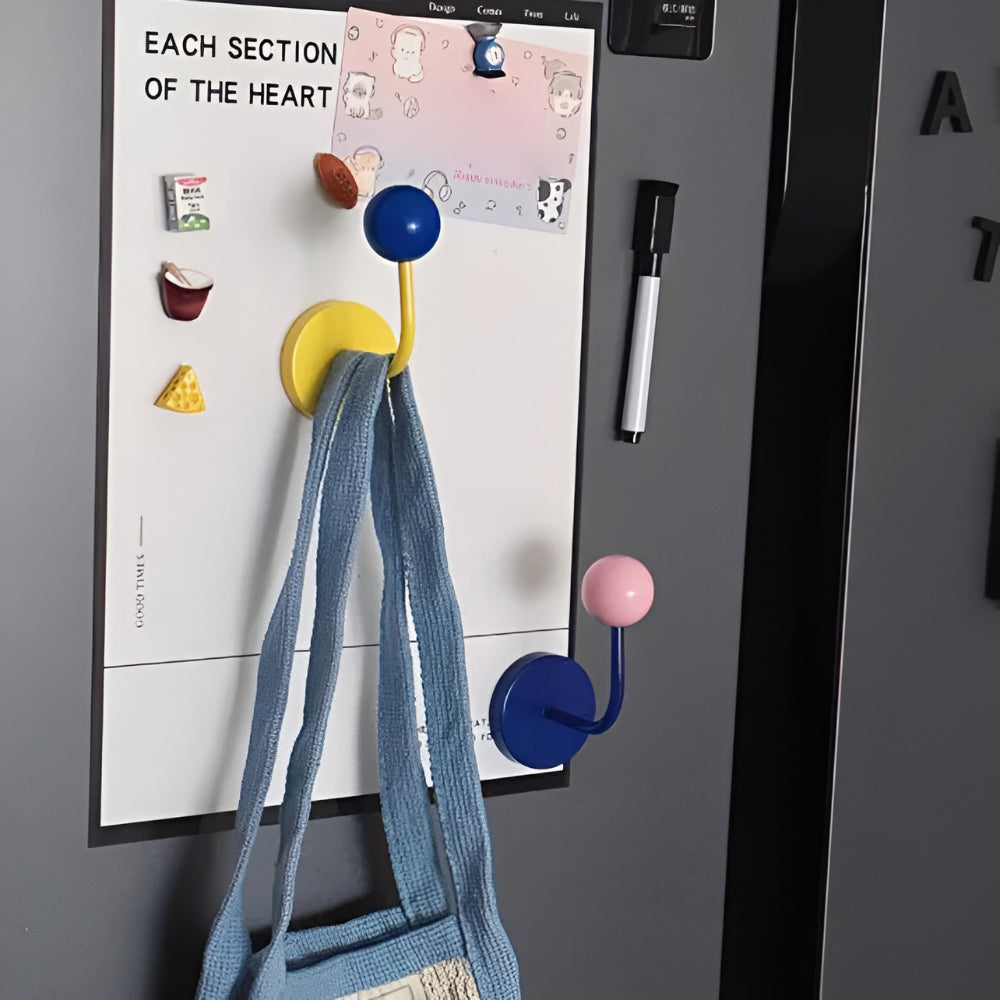 MagneSphere Holzmagnetische Wandhaken – Bunte Aufbewahrungslösung ohne Bohren | Brehn