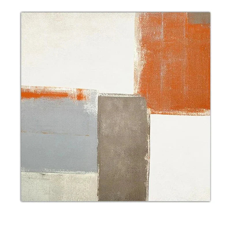 Zeitgenössische abstrakte orange-beige Farbblock-Wandkunst hochwertige Canvas-Drucke quadratisches Format Bilder für Wohnzimmer Schlafzimmer Kunst Dekor
