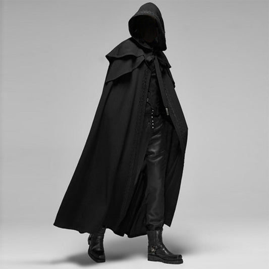 Unisex Kapuzenumhang | Gothic Samt Umhang | Schwarz