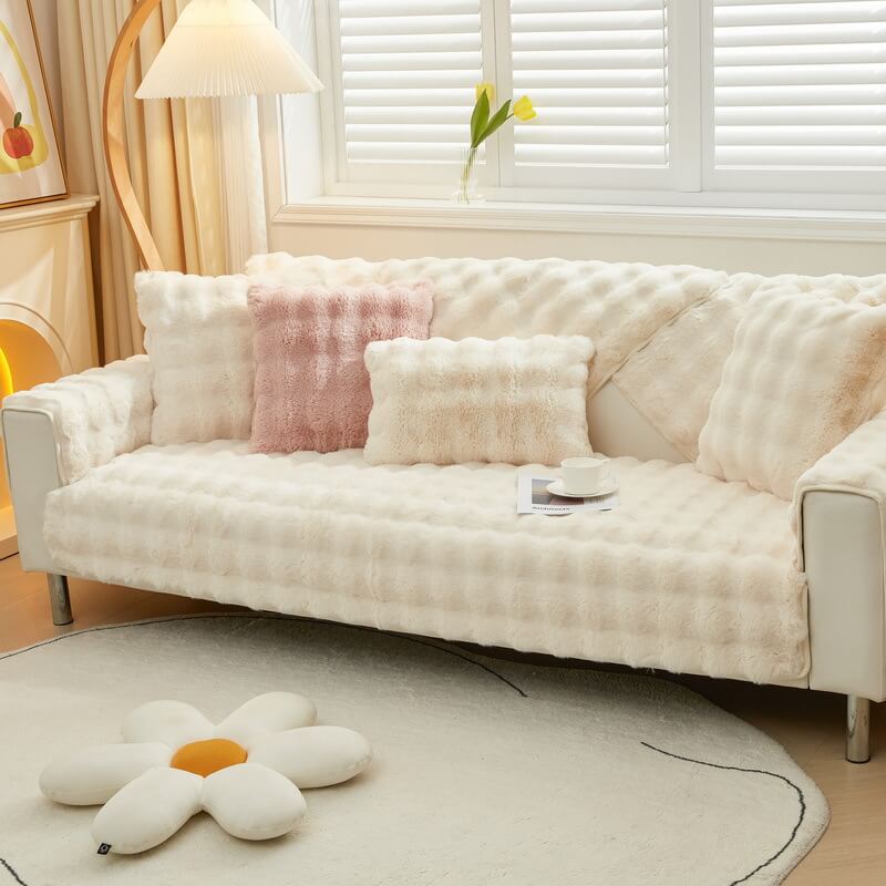 Kuschelplüsch Einfarbige Rutschfeste Couchdecke für Komfort | Brehn