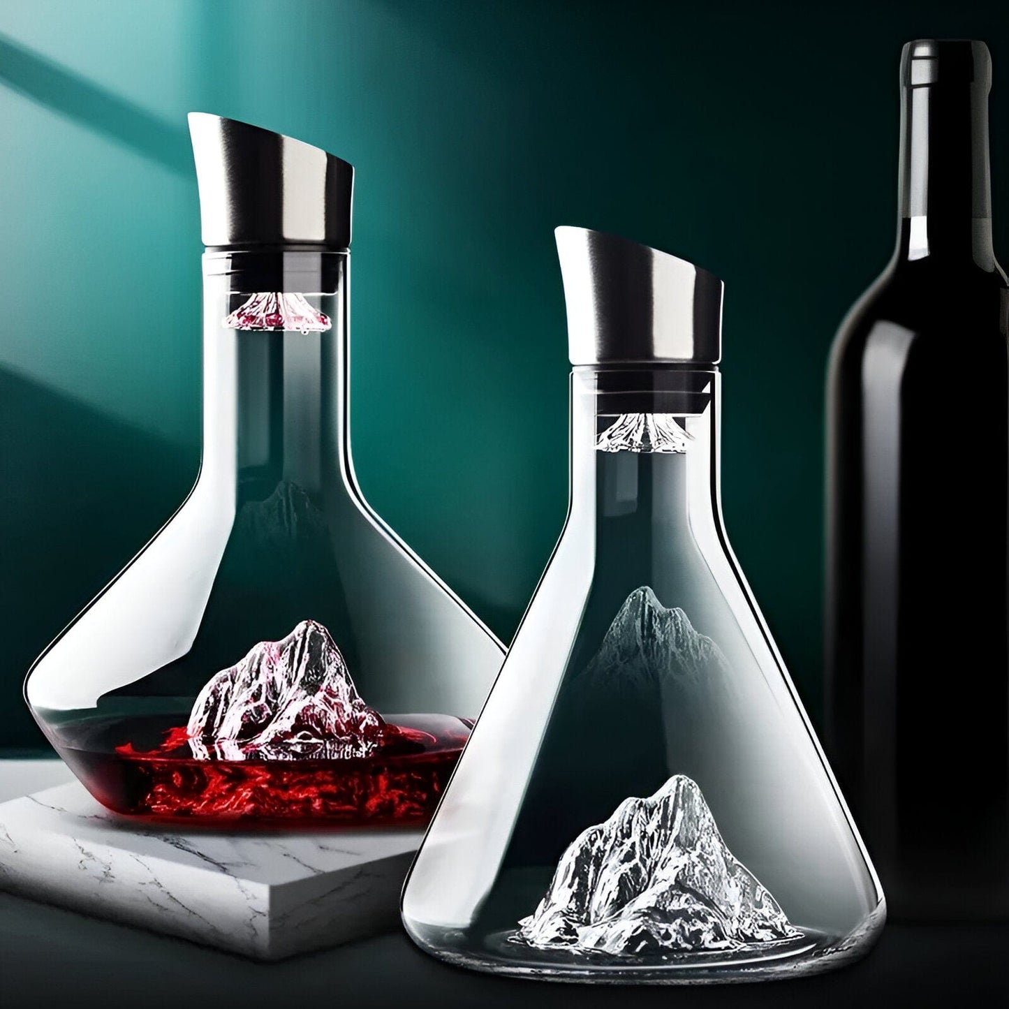 Brehn | "Eisberg" Wein-Dekanter & Distributor | Handgefertigtes bleifreies Kristallglas | Belüftungs- & Filtersystem | Elegante Servierkaraffe für Rotwein | 1500ml Luxus-Design