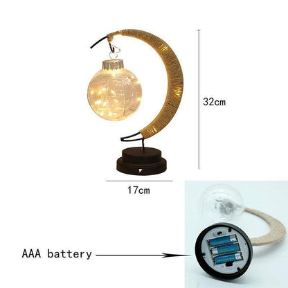 Brehn | LunaGlow - Luxus Tischlampe - Mondhalbmond - Rattan Design - Elegante Beleuchtung