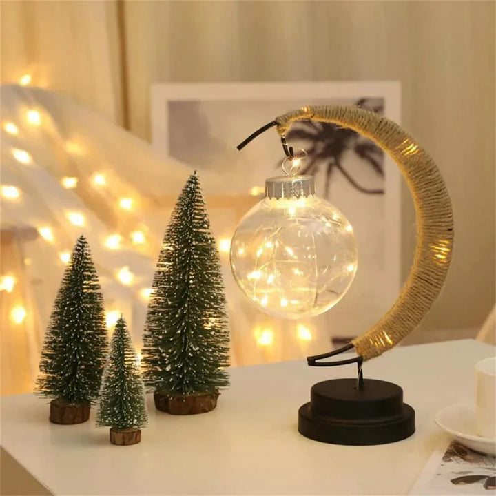 Brehn | LunaGlow - Luxus Tischlampe - Mondhalbmond - Rattan Design - Elegante Beleuchtung