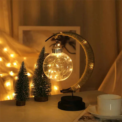 Brehn | LunaGlow - Luxus Tischlampe - Mondhalbmond - Rattan Design - Elegante Beleuchtung