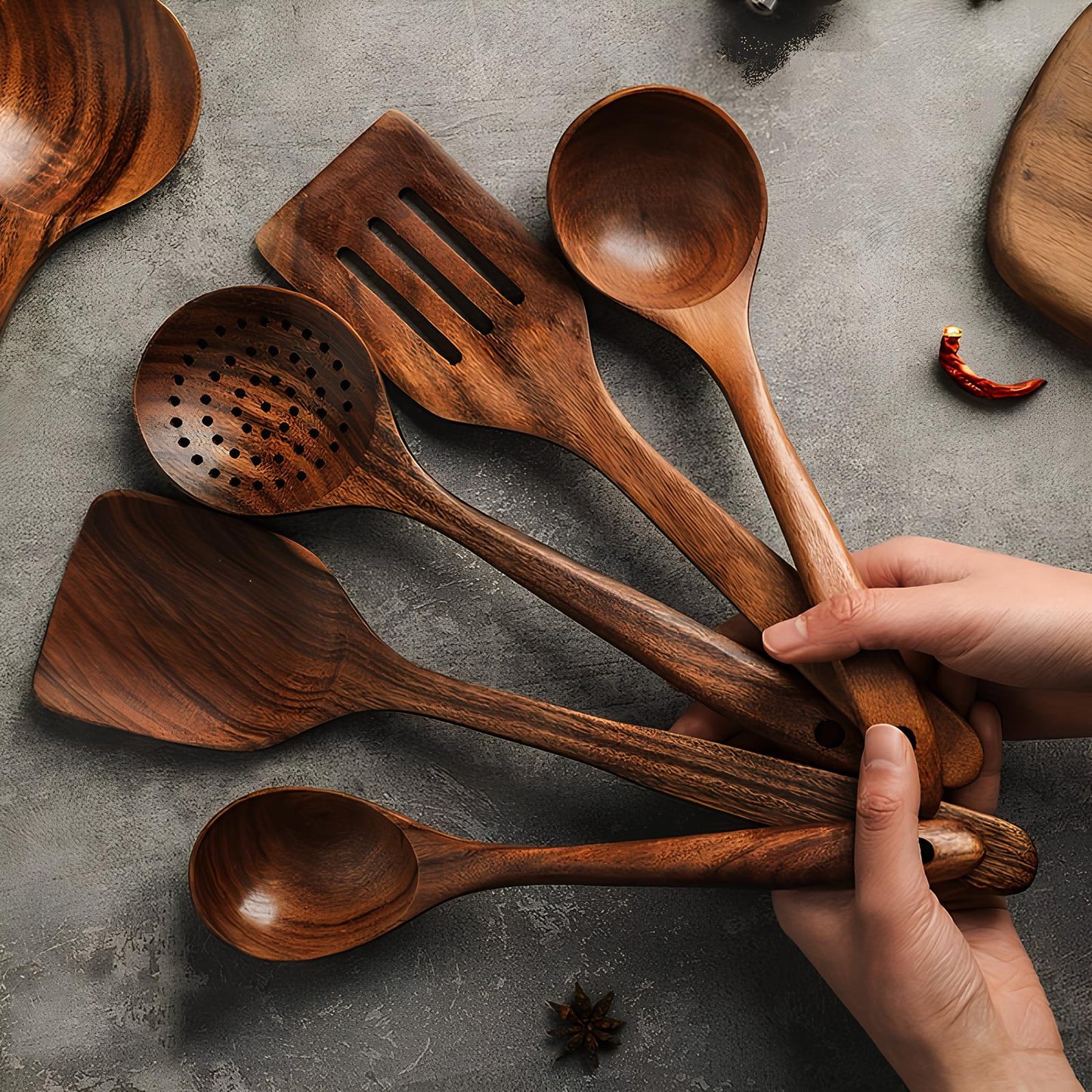TeakChef 5-teilige Küchenutensilienset – Hitzebeständig und Langlebig | Brehn