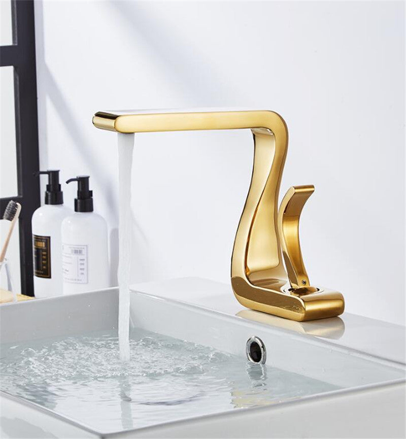 Polierte Gold Badezimmerarmaturen Einhebel Luxus Messing Weiß Modern Ein Loch