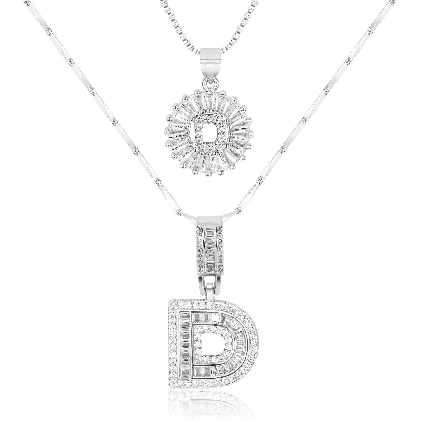 Brehn | 2pc 14k Diamant Buchstaben Initialen Halsketten
