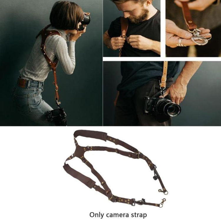 Schnellverschlus Anti-Rutsch Dual Schulter Leder Kamera-Gurt mit Metallhaken für SLR / DSLR Kameras (Braun)