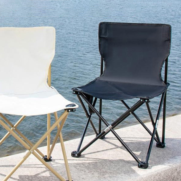 Zeitgenössischer skandinavischer Oxford-Stoff Stahl X-förmiger klappbarer Outdoor-Stuhl mit Rückenlehne für Camping & Strand | Brehn