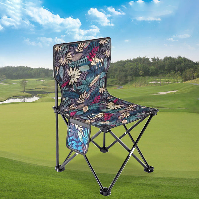 Zeitgenössischer skandinavischer Oxford-Stoff Stahl X-förmiger klappbarer Outdoor-Stuhl mit Rückenlehne für Camping & Strand | Brehn