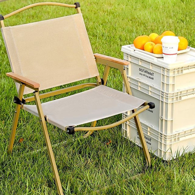Zeitgenössischer skandinavischer Oxford-Stoff Stahl X-förmiger klappbarer Outdoor-Stuhl mit Rückenlehne für Camping & Strand | Brehn