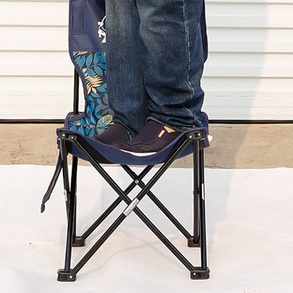 Zeitgenössischer skandinavischer Oxford-Stoff Stahl X-förmiger klappbarer Outdoor-Stuhl mit Rückenlehne für Camping & Strand | Brehn