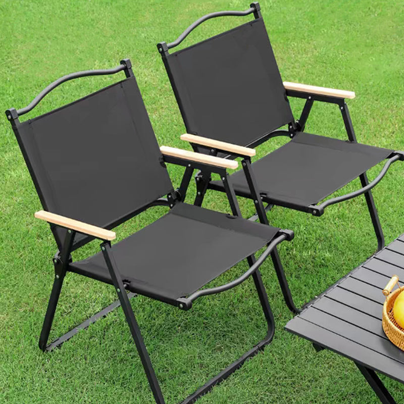 Moderner Minimalistischer Rechteckiger Buchenholz Kohlenstoffstahl Oxford-Stoff Outdoor Klapp-Campingstuhl mit Rückenlehne Armlehne für den Garten | Brehn